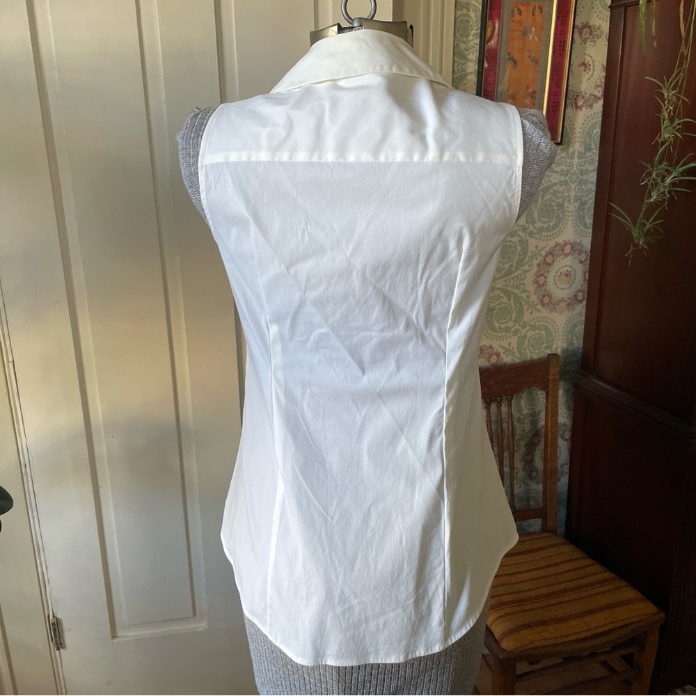 Ann Taylor Solid White Sleeveless Button Down Shi… - image 7